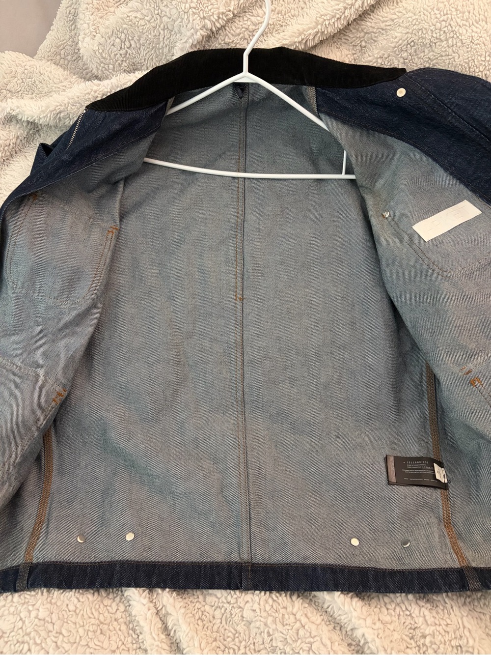 Arket Dark Blue Denim Jacket with Black Corduroy Collar - Picture 3 of 7